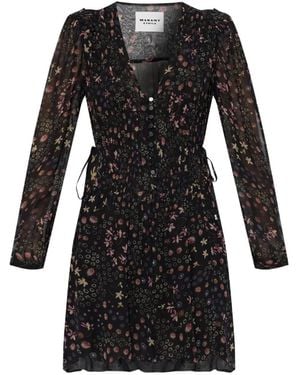 Isabel Marant Florel Floral-Print Mini Dress - Black