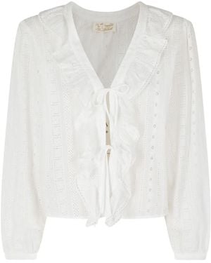 MC2 Saint Barth Broderie-Anglaise Ruffled Blouse - White