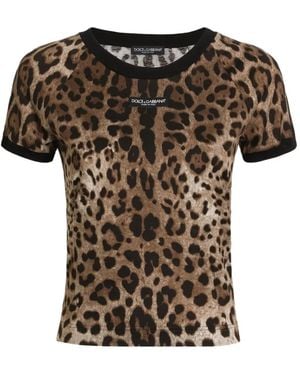 Dolce & Gabbana Leo-Print Jersey T-Shirt - Black