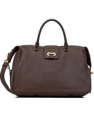 Pollini Grained-Effect Logo-Buckle Cross-Body Bag - Brown