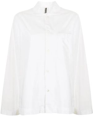 Tekla Poplin Long-Sleeve Pyjama Shirt - White