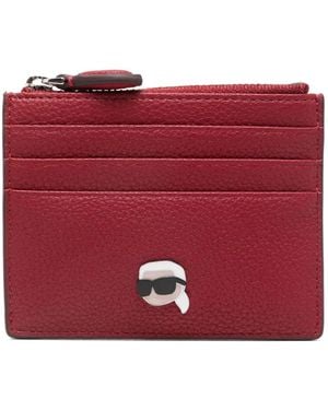 KARL LAGERFELD Zip Logo-Lettering Wallet - Red