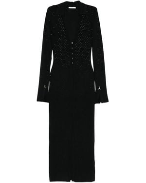 Patrizia Pepe Embellished Button-Front Midi Dress - Black
