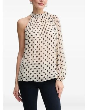 Pedro Del Hierro Madrid Blusa Monospalla A Pois - Bianco