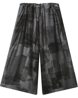 Y's Yohji Yamamoto Newspaper-Print Wide-Leg Trousers - Grey