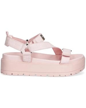 Guess Fetta Logo-Plaque Sandals - Pink