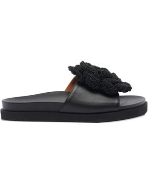 Ángel Alarcón Leather flat sandals - Schwarz