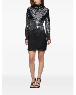 Karl Lagerfeld Sequin-Embellished Long-Sleeve Mini Dress - Black