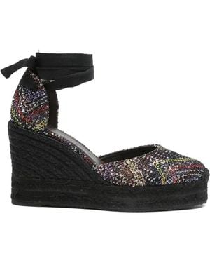 Missoni Sequined Wedge-Heel Espadrilles - Black
