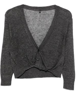 R13 Twisted-Front Knit Cardigan - Gray