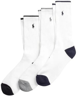 Polo Ralph Lauren Ribbed Logo Socks (Set Of Three) - White