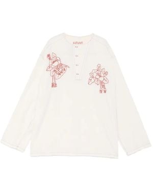 Kinyan Lam Blusa Con Bordado Floral - Blanco