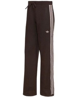 adidas Crochet-Knit Side-Stripe Pants - Brown
