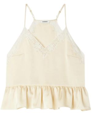 Sandro Lace-Trim Top - Natural