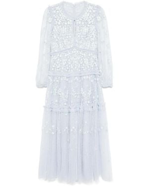Needle & Thread Lace Long Sleeve Ankle Dress - White