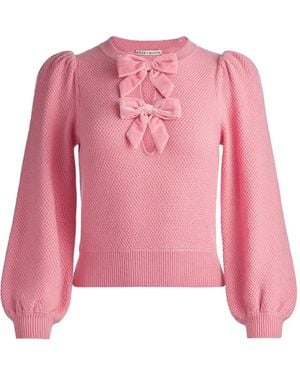Alice + Olivia Doris Puff-Sleeve Bow Jumper - Pink