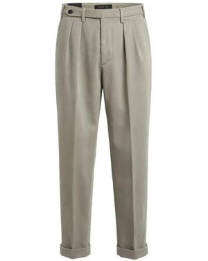 Michael Coal Pleated Turn-Up Trousers - Grey