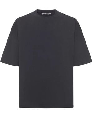 Palm Angels Logo-Embroidered T-Shirt - Blue