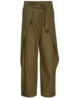 Club21 Collection Belted Wrap-Detail Trousers - Green