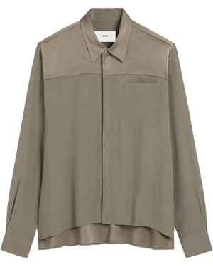 Ami Paris Camicia Con Inserti A Contrasto - Verde