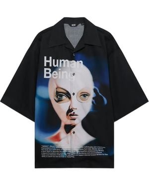 Gcds Human Being Printed Poplin Shirt - Blue