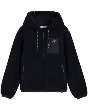 Tommy Hilfiger Logo-Embroidered Fleece Jacket - Black