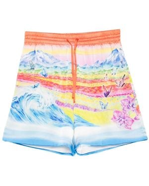 CASABLANCA Landscape-Wave Print Shorts - Blue