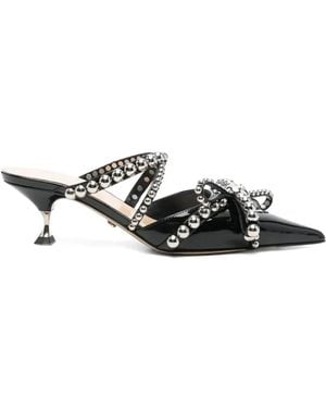 Mach & Mach Zapatos De Tacón Con Apliques Y Lazo - Blanco