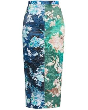 Erdem フローラル スカート - ブルー