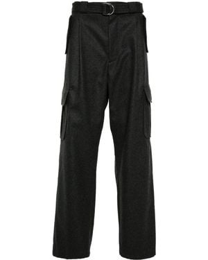 Prada Pantalon En Laine À Pinces - Noir