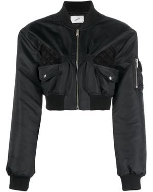 Coperni Cut-Out Cropped Bomber Jacket - Black
