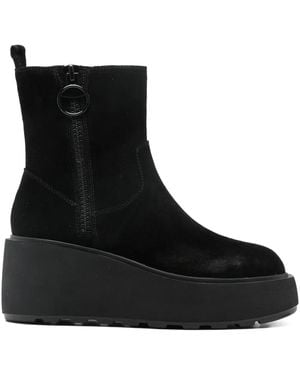 CafeNoir Platform Zip-Fastening Boots - Black