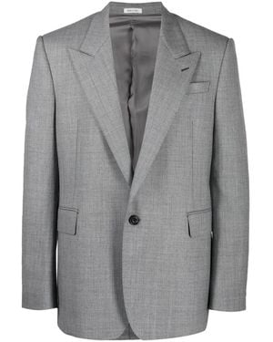 McQueen Single-Breasted Wool Blazer - Grey