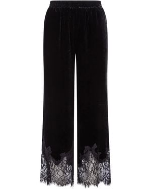 Gold Hawk Lace-Panels Trousers - Black