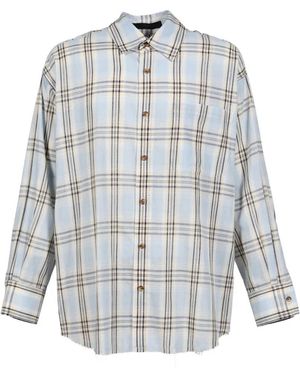 JUN/NAKAYAMA Check-Pattern Frayed Shirt - White