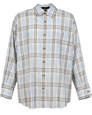 JUN/NAKAYAMA Check-Pattern Frayed Shirt - White