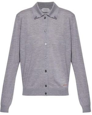 Versace Cardigan mit Logo-Stickerei - Grau
