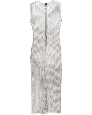 Philosophy Di Lorenzo Serafini Rhinestone-Embellished Mesh Maxi Dress - Grey