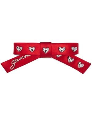 Ganni Eyelet Bow Barrette - Red