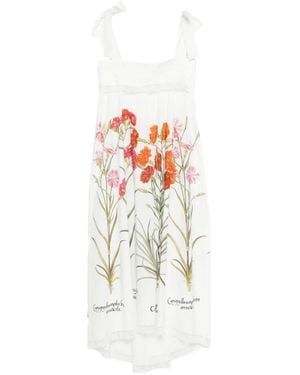 Alberta Ferretti Printed Cotton Dress - White