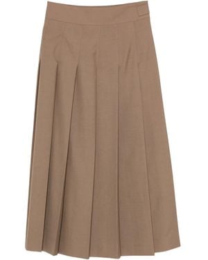 Rohe Pleated Belted Midi Skirt - Brown
