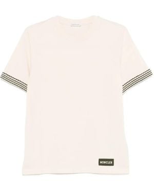 Moncler Patterned-Sleeve T-Shirt - Natural