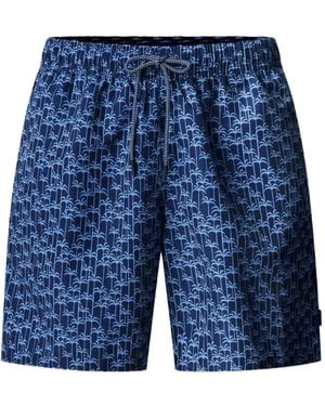 Hackett Palm-Print Swim Shorts - Blue