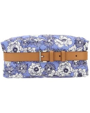 Prada Floral-Print Belt Bag - Blue