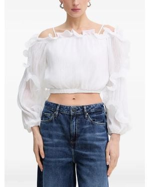 Guess Gabriella Ruffled-Trim Blouse - White