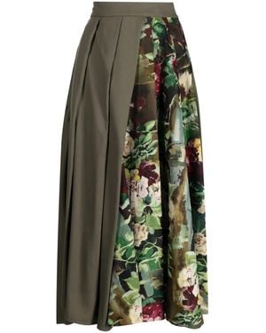 Antonio Marras Gonna Plissettata A Fiori - Verde