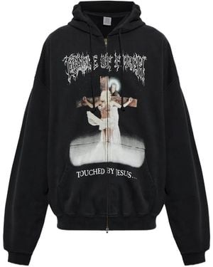 Vetements Hoodie Zippé À Imprimé Graphique - Noir