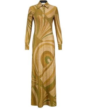 PUCCI Buttoned Print Maxi Dress - Metallic