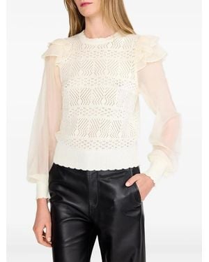 CHRISTY LYNN Dahlia Ruffled Openwork Blouse - White