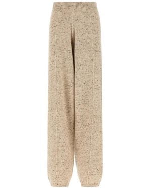 Fabiana Filippi Mélange-Knit Ribbed-Cuff Trousers - Natural